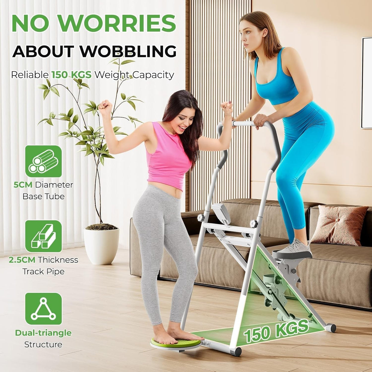 Foldable Stair Stepper Climber LCD Adjustable Pedals Handlebar w/ Twist Plate - Kwikley