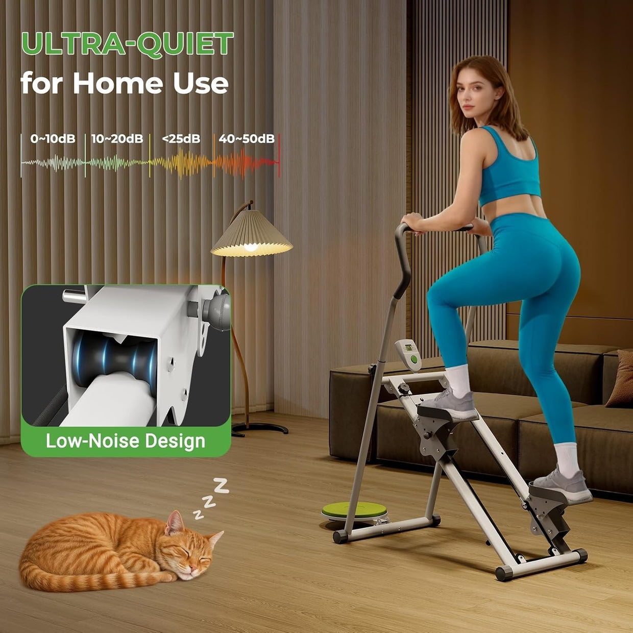 Foldable Stair Stepper Climber LCD Adjustable Pedals Handlebar w/ Twist Plate - Kwikley