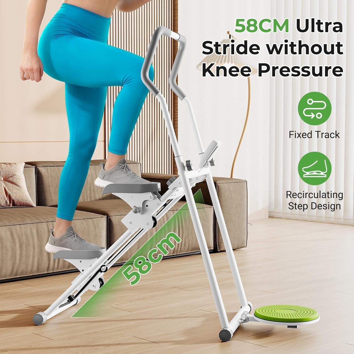 Foldable Stair Stepper Climber LCD Adjustable Pedals Handlebar w/ Twist Plate - Kwikley