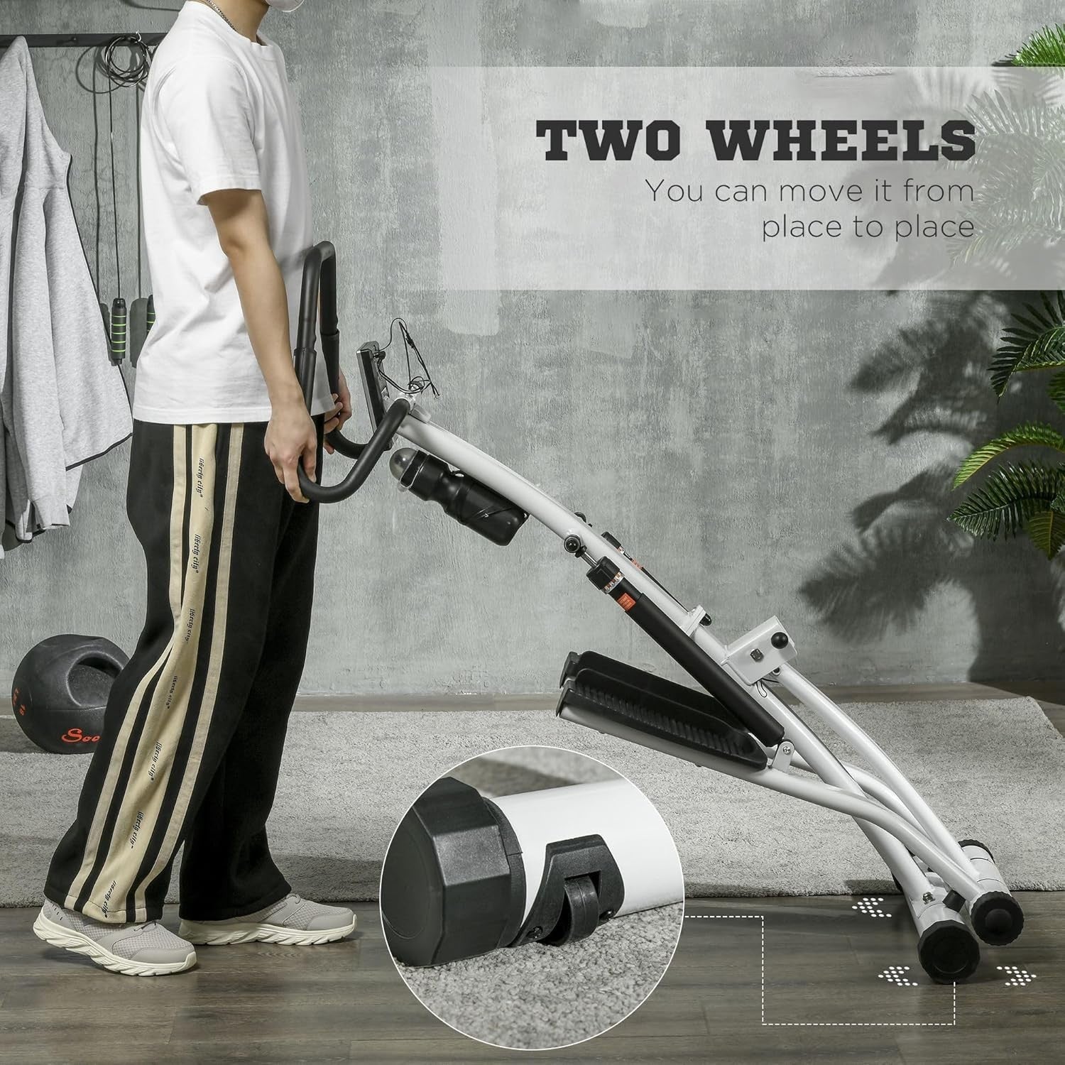 Foldable Stair Stepper for Home w/ 12 - Level Resistance, LCD Monitor & Wheels - Kwikley