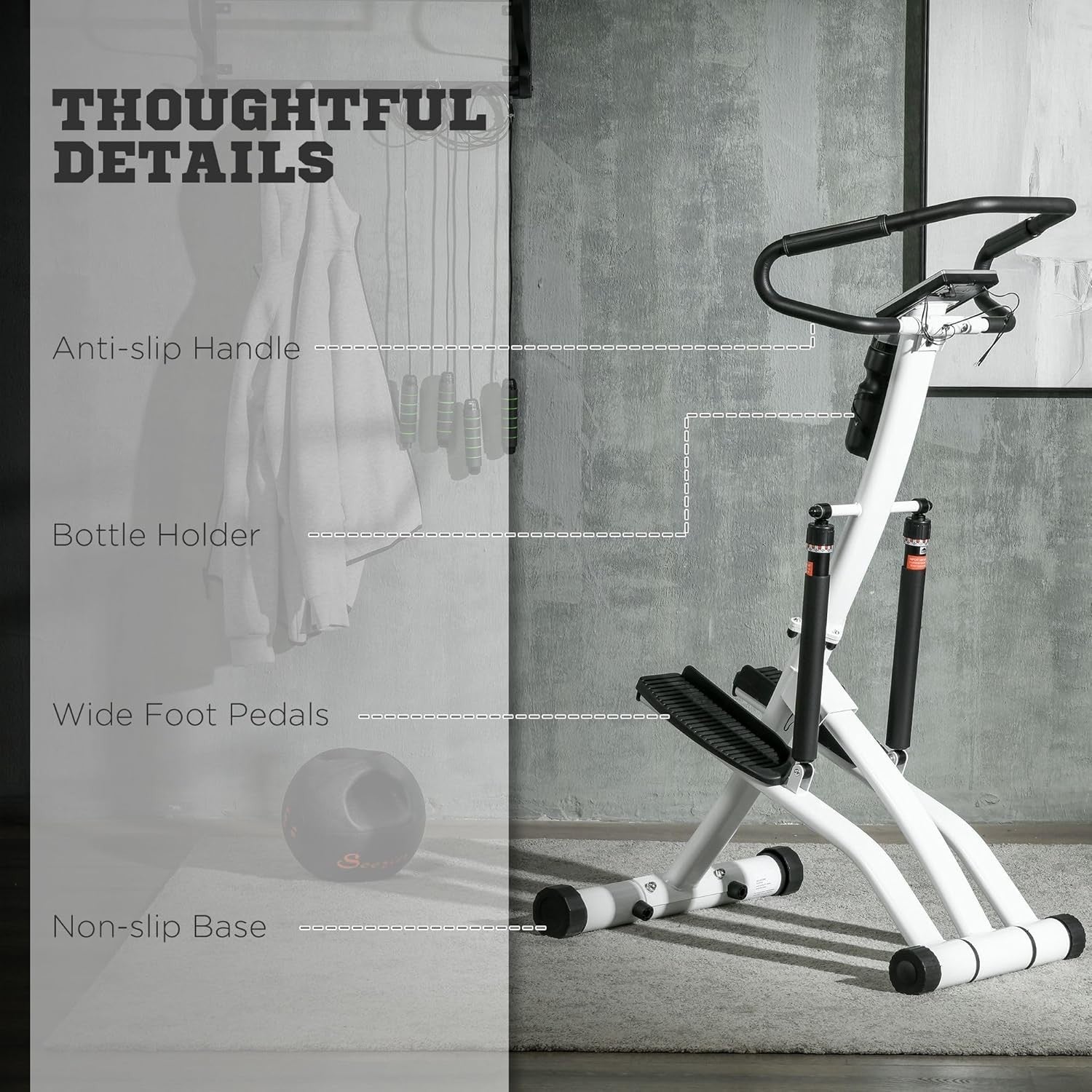 Foldable Stair Stepper for Home w/ 12 - Level Resistance, LCD Monitor & Wheels - Kwikley