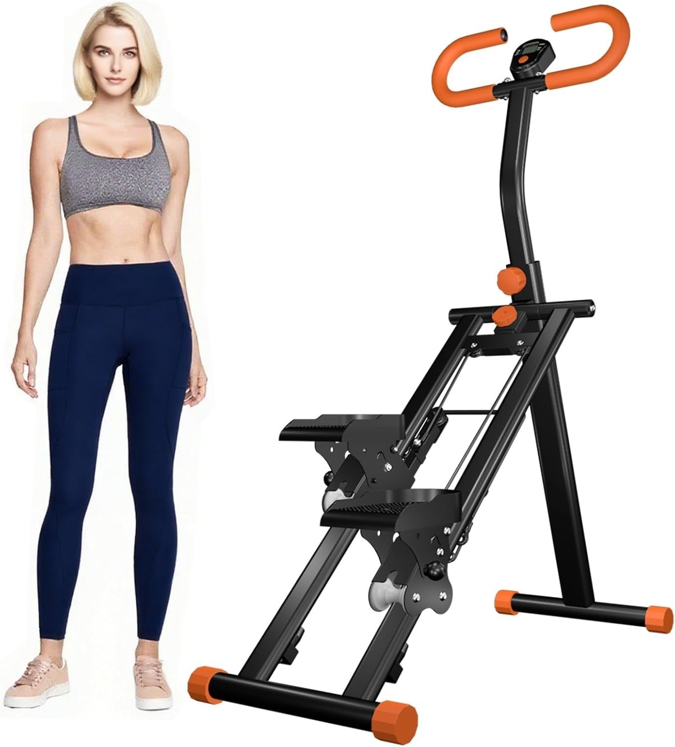 Foldable Stair Stepper for Home w/ Adjustable Handle, Multi - Speed, 300lbs - Kwikley