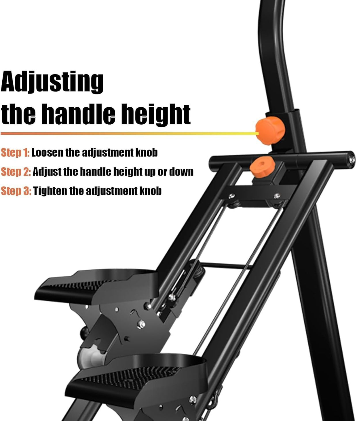 Foldable Stair Stepper for Home w/ Adjustable Handle, Multi - Speed, 300lbs - Kwikley