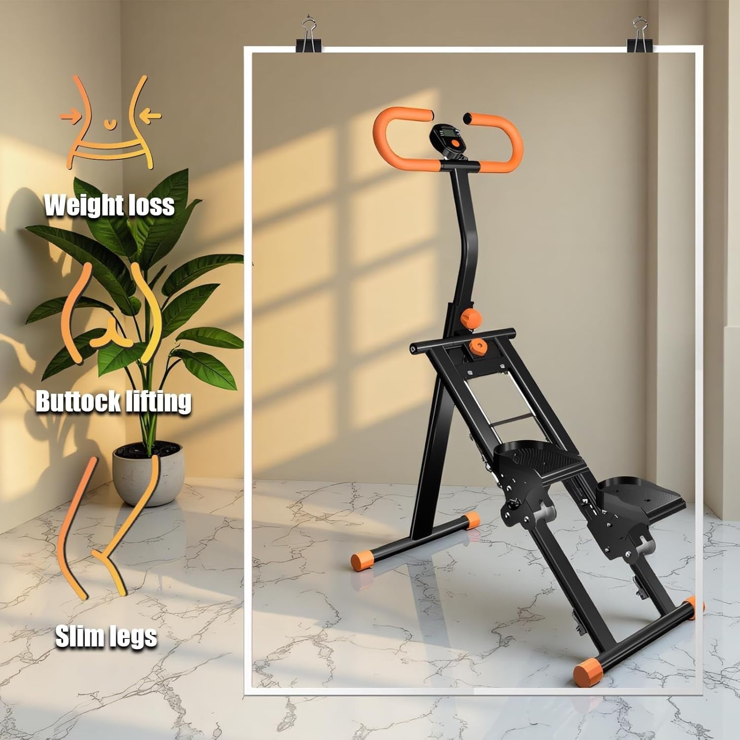 Foldable Stair Stepper for Home w/ Adjustable Handle, Multi - Speed, 300lbs - Kwikley