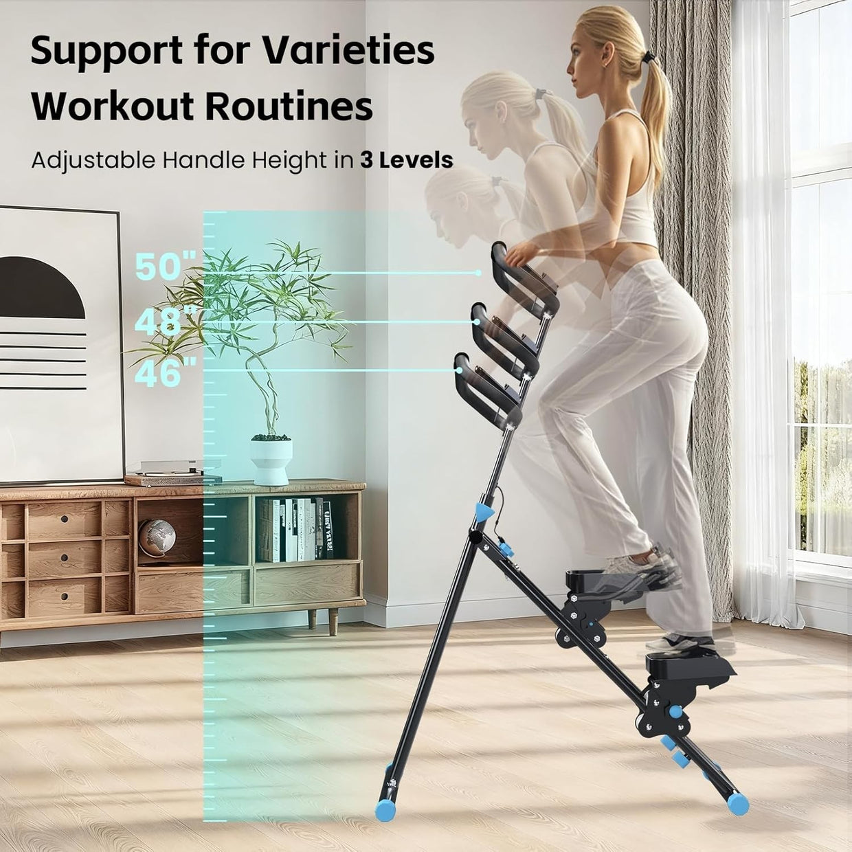 Foldable Stair Stepper for Home w/ Adjustable Handle, Pedals & LCD Tracker - Kwikley