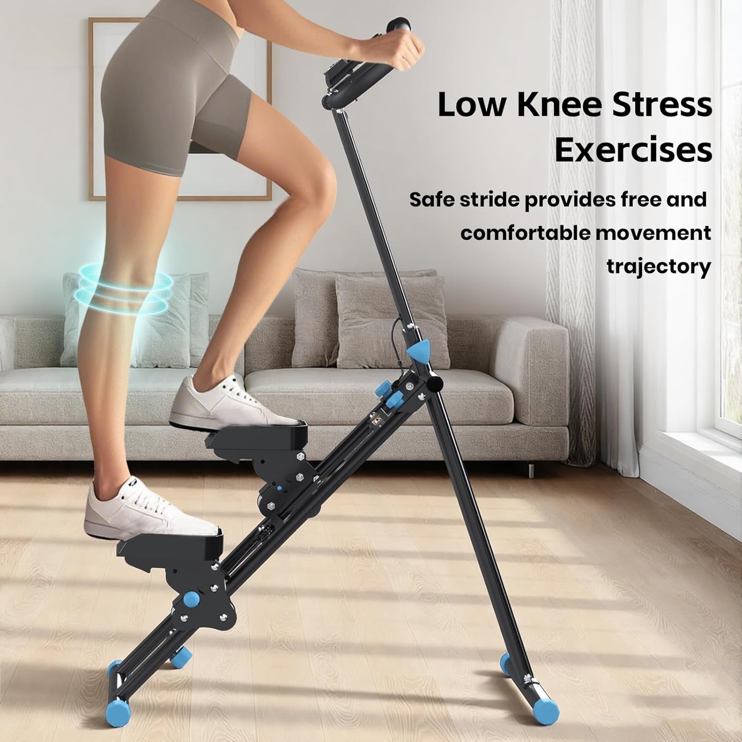Foldable Stair Stepper for Home w/ Adjustable Handle, Pedals & LCD Tracker - Kwikley