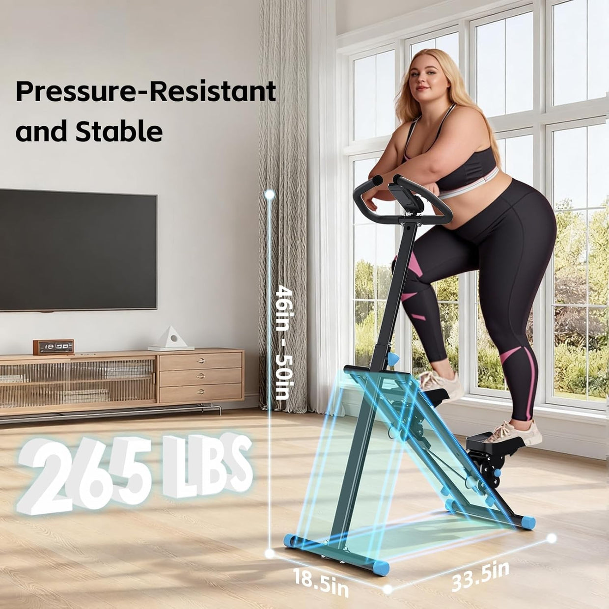 Foldable Stair Stepper for Home w/ Adjustable Handle, Pedals & LCD Tracker - Kwikley