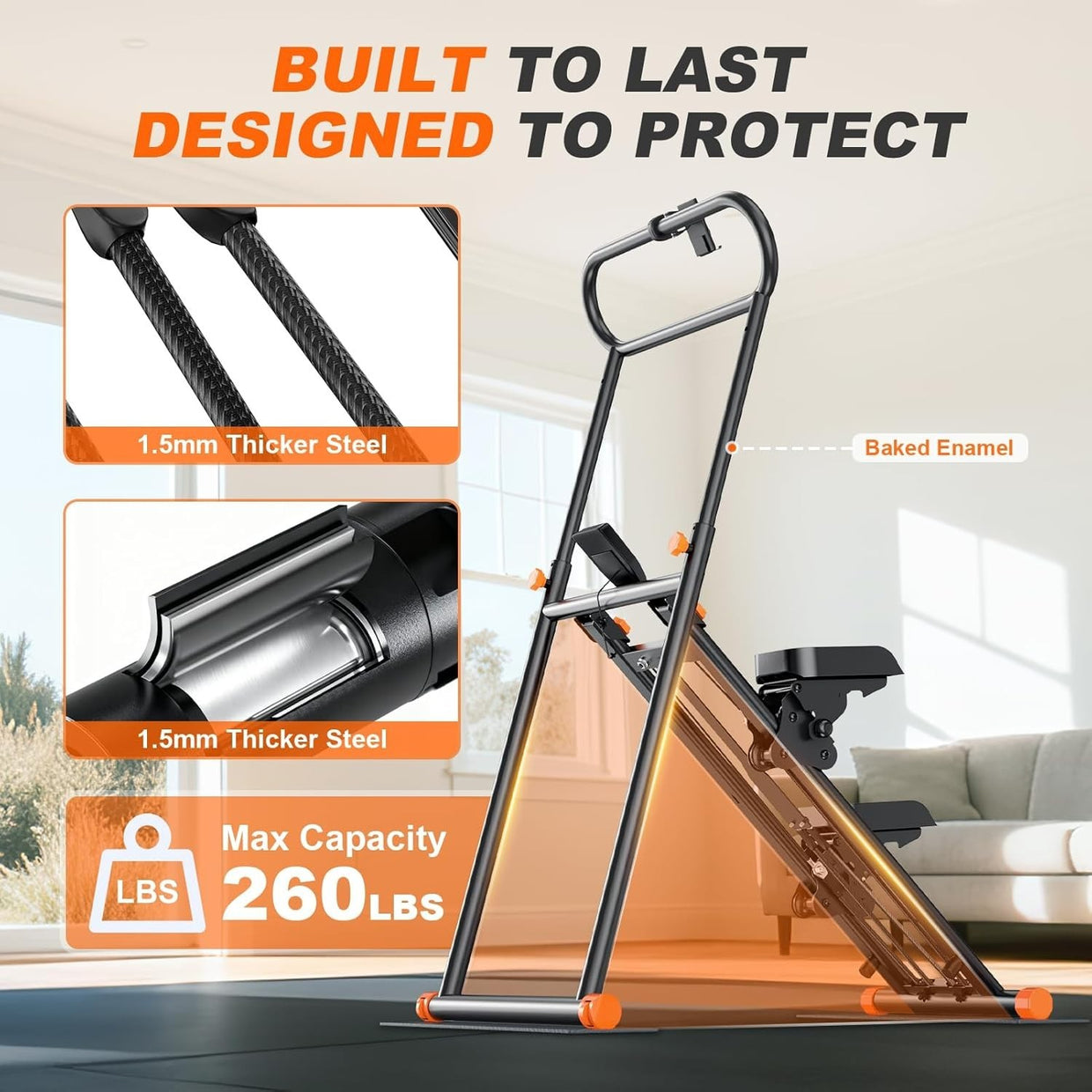 Foldable Stair Stepper for Home w/ Adjustable Resistance & Height, 140kg - Kwikley