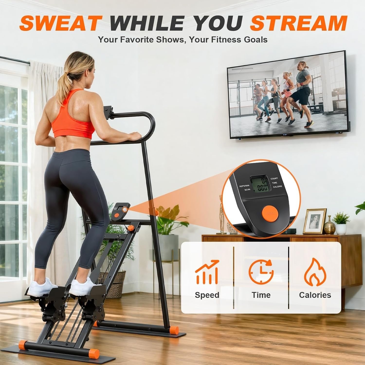 Foldable Stair Stepper for Home w/ Adjustable Resistance & Height, 140kg - Kwikley