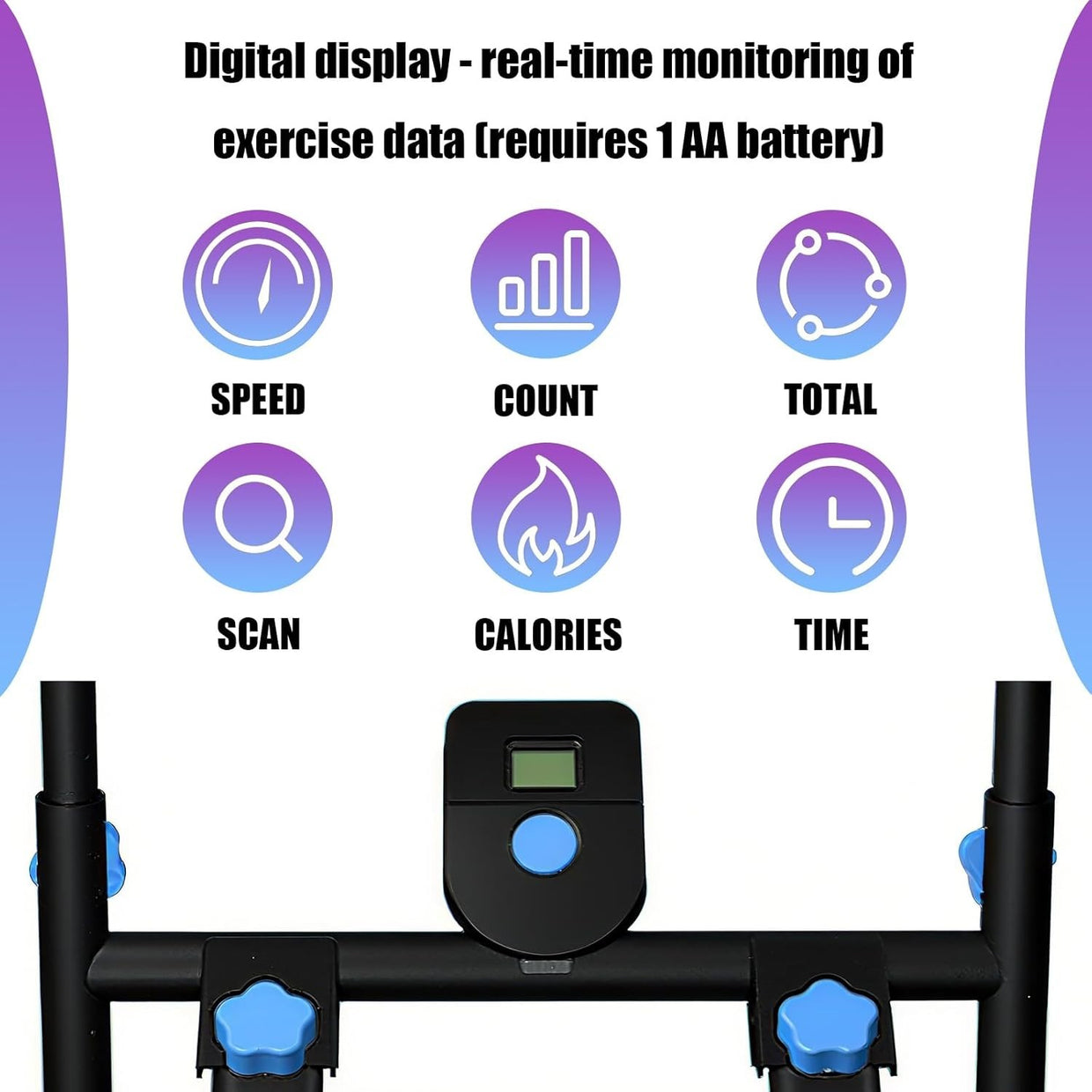 Foldable Stair Stepper for Home w/ Adjustable Speed & Handle, 300lbs Capacity - Kwikley