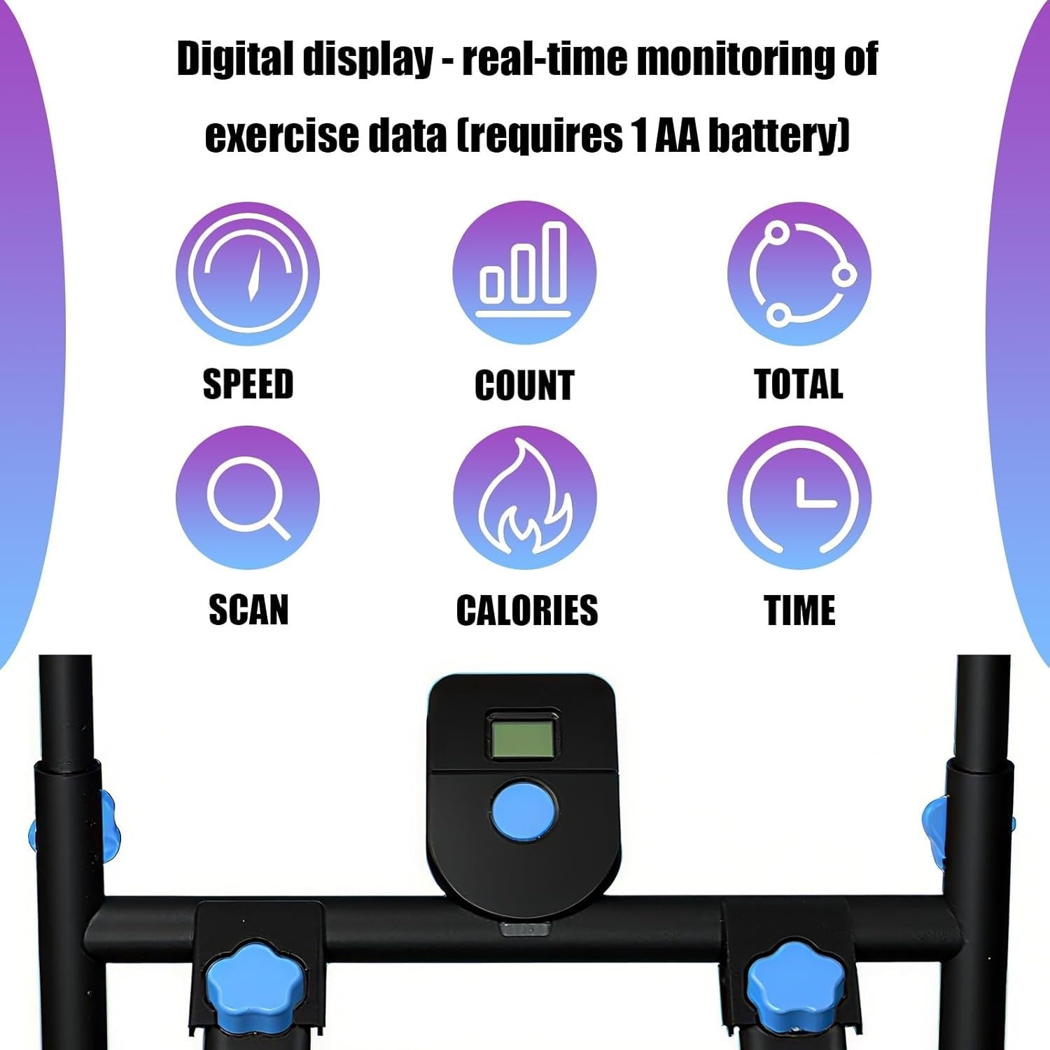 Foldable Stair Stepper for Home w/ Adjustable Speed & Handle, 300lbs Capacity - Kwikley