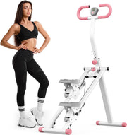 Foldable Stair Stepper for Home w/ LCD Monitor, Adjustable Pedals & Handles - Kwikley