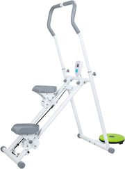 Foldable Stair Stepper Vertical Climber LCD Adjustable Handles Pedals 150kg - Kwikley