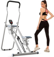 Foldable Stair Stepper Vertical Climber LCD Adjustable Handles Pedals 300lbs - Kwikley