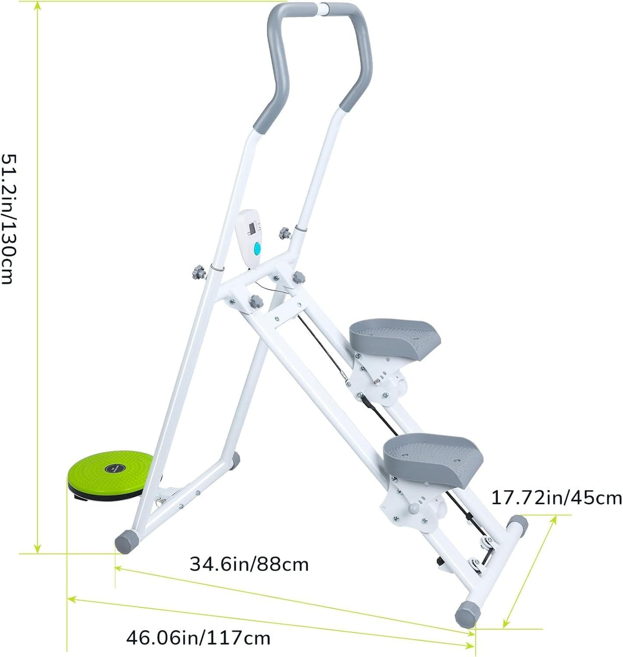 Foldable Stair Stepper Vertical Climber LCD Adjustable Pedals Handlebar 150kg - Kwikley