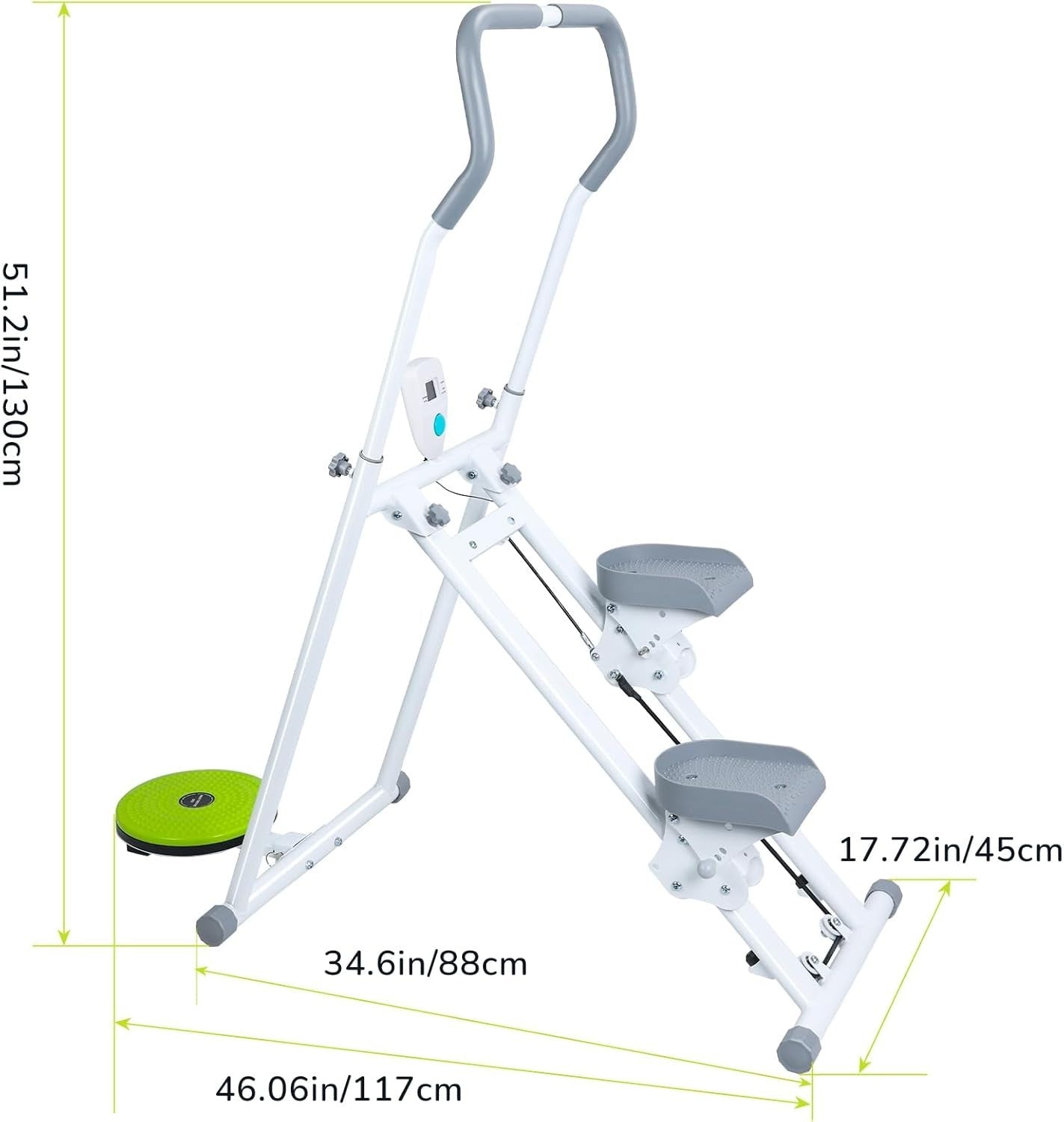Foldable Stair Stepper Vertical Climber LCD Adjustable Pedals Handlebar 150kg - Kwikley