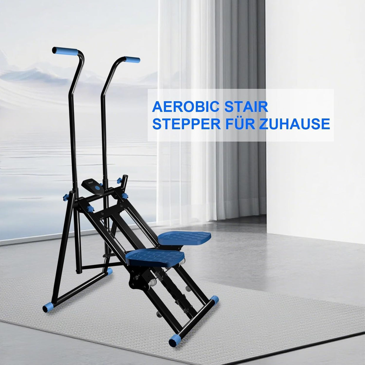 Foldable Stair Stepper w/ 3 Resistance Levels, Adjustable Handles, 150kg - Kwikley