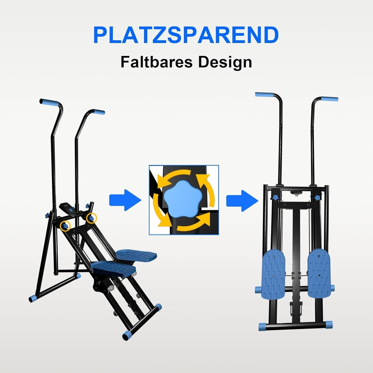 Foldable Stair Stepper w/ 3 Resistance Levels, Adjustable Handles, 150kg - Kwikley