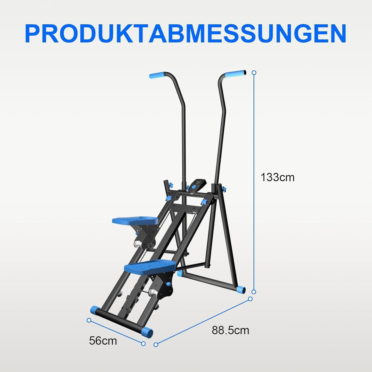 Foldable Stair Stepper w/ 3 Resistance Levels, Adjustable Handles, 150kg - Kwikley