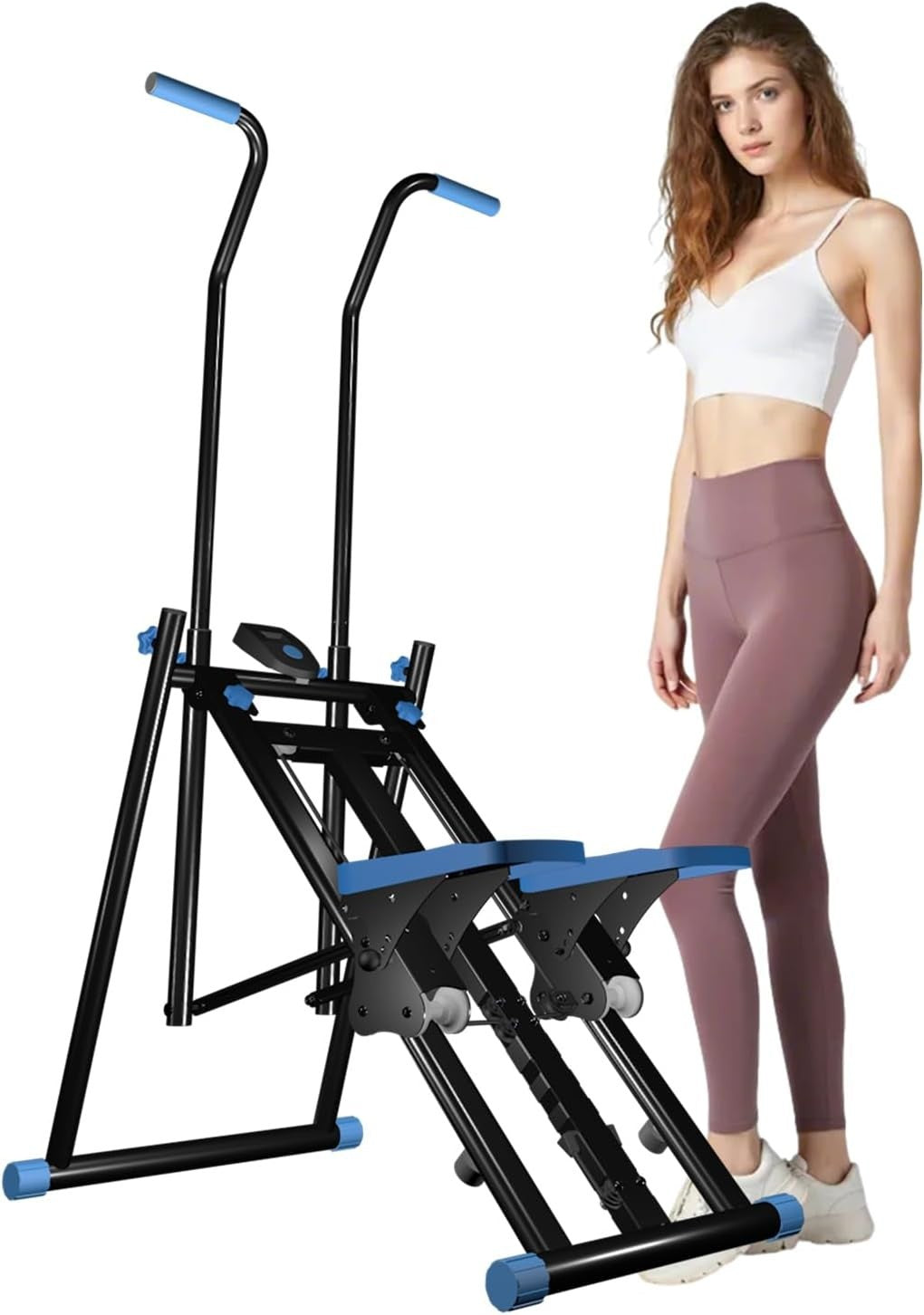 Foldable Stair Stepper w/ 3 Resistance Levels, Adjustable Handles, 150kg - Kwikley