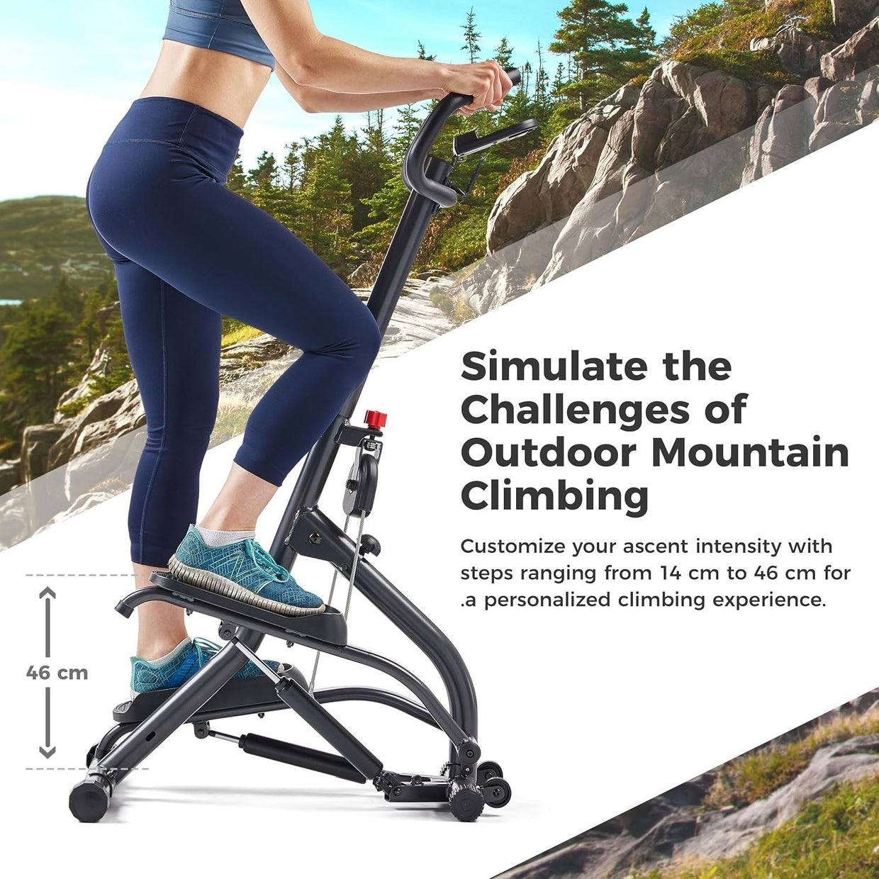 Foldable Stair Stepper w/ Adjustable Height, LCD Monitor & Heart Rate - Kwikley