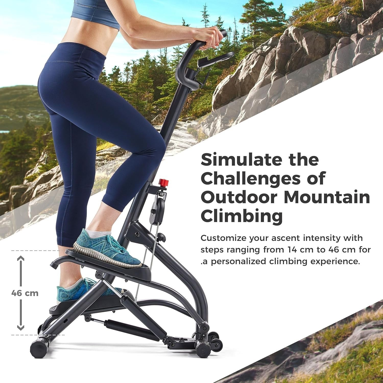 Foldable Stair Stepper w/ Adjustable Height, LCD Monitor & Heart Rate - Kwikley