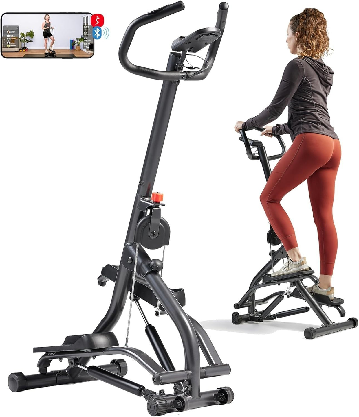 Foldable Stair Stepper w/ Adjustable Height, LCD Monitor & Heart Rate - Kwikley