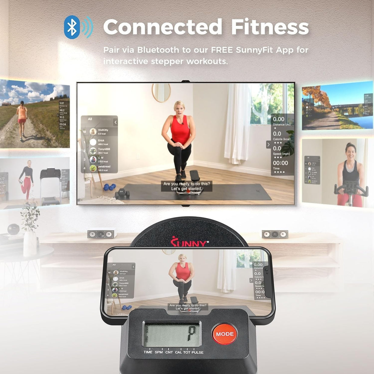 Foldable Stair Stepper w/ Adjustable Height, LCD Monitor & Heart Rate - Kwikley