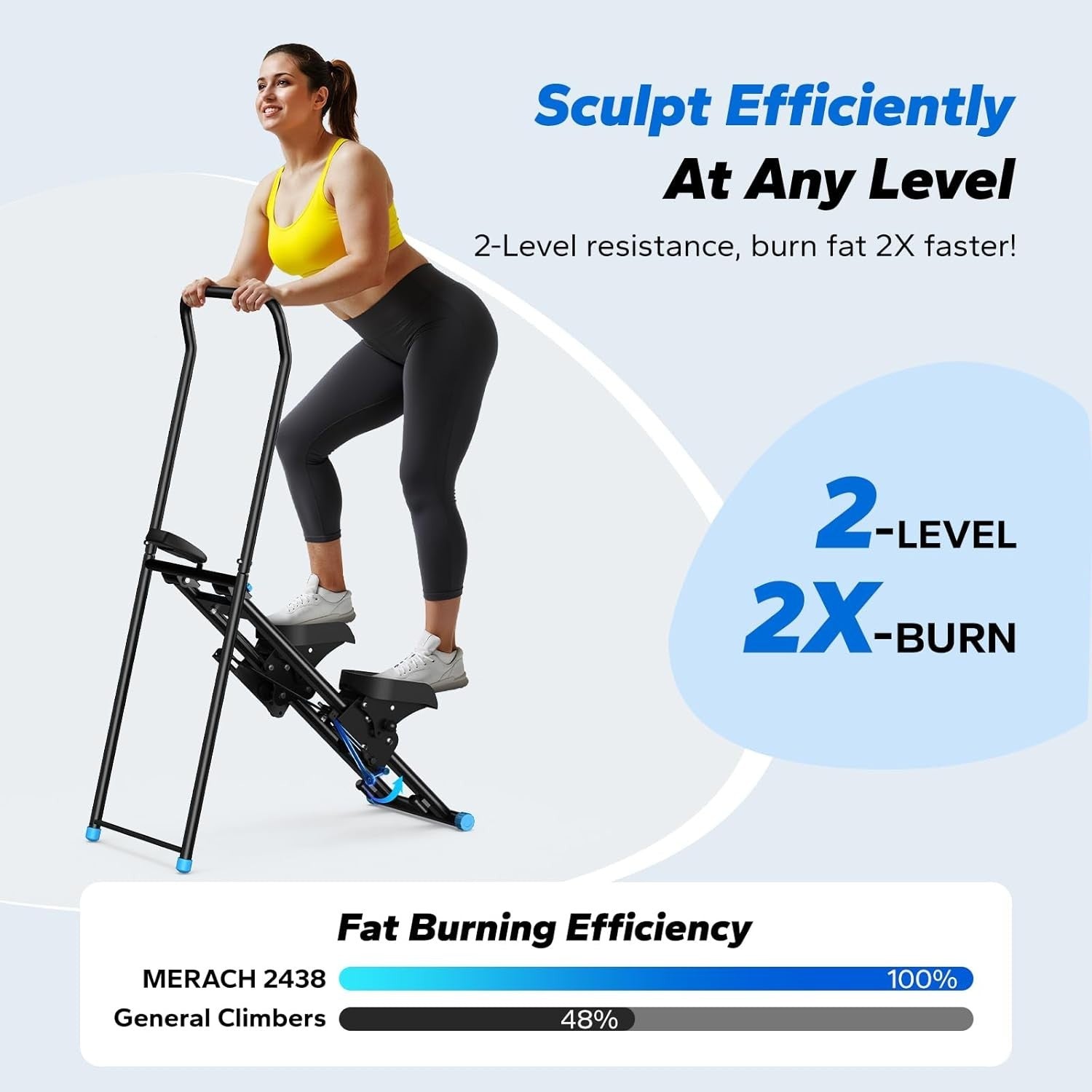 Foldable Stair Stepper w/ Adjustable Pedals, LCD Monitor & Full - Body Cardio - Kwikley