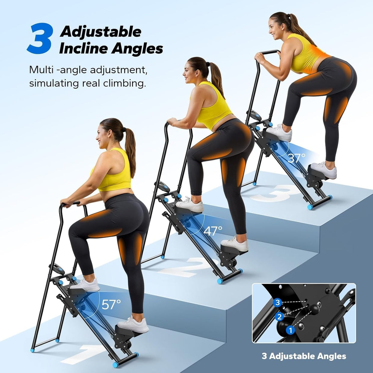 Foldable Stair Stepper w/ Adjustable Pedals, LCD Monitor & Full - Body Cardio - Kwikley