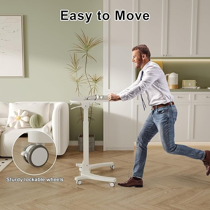 Foldable Standing Desk on Wheels Height Adjustable Mobile Laptop Workstation - Kwikley