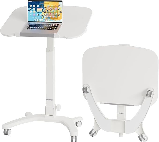 Foldable Standing Desk on Wheels Height Adjustable Mobile Laptop Workstation - Kwikley
