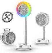 Foldable Standing Fan – 40000mAh Rechargeable w Remote LED Light Quiet 30dB - Kwikley