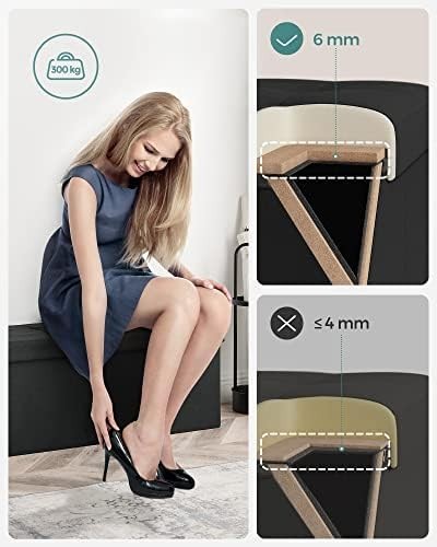 Foldable Storage Ottoman Bench 110cm Seat Linen Light Black - Kwikley