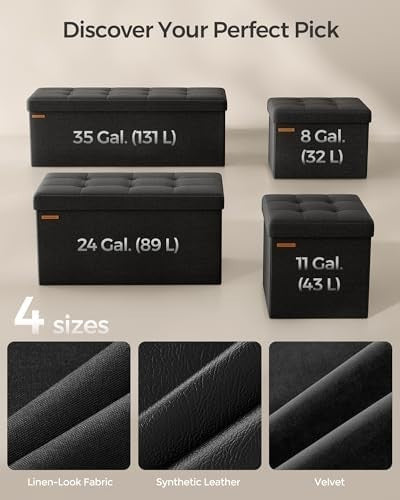 Foldable Storage Ottoman Bench 110cm Seat Linen Light Black - Kwikley