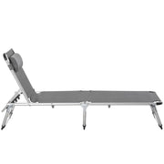 Foldable Sun Lounger Recliner Bed 5 - Position Grey Camping Chair Cot - Kwikley