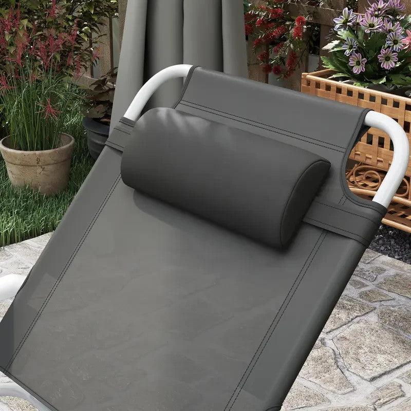 Foldable Sun Lounger Recliner Chair 4 - Level Adjustable w/ Headrest Armrests - Kwikley