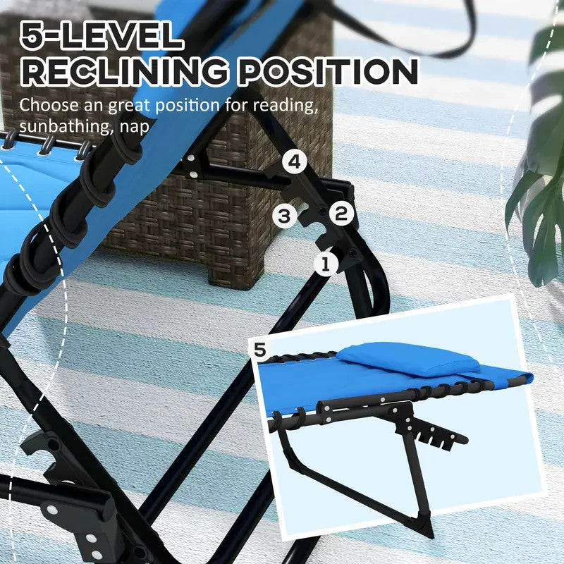 Foldable Sun Lounger Recliner Padded 5 - Position Chair Patio Garden Beach - Kwikley