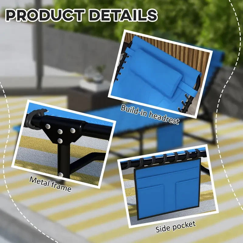 Foldable Sun Lounger Recliner Padded 5 - Position Chair Patio Garden Beach - Kwikley