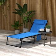 Foldable Sun Lounger Recliner Padded 5 - Position Chair Patio Garden Beach - Kwikley