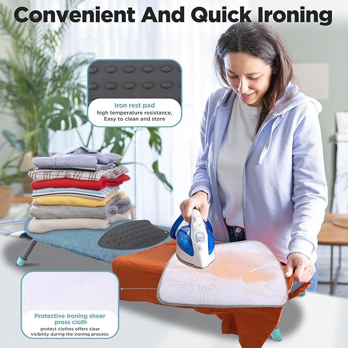 Foldable Tabletop Ironing Board Compact Non Slip Steam Iron Rest 82x32cm - Kwikley