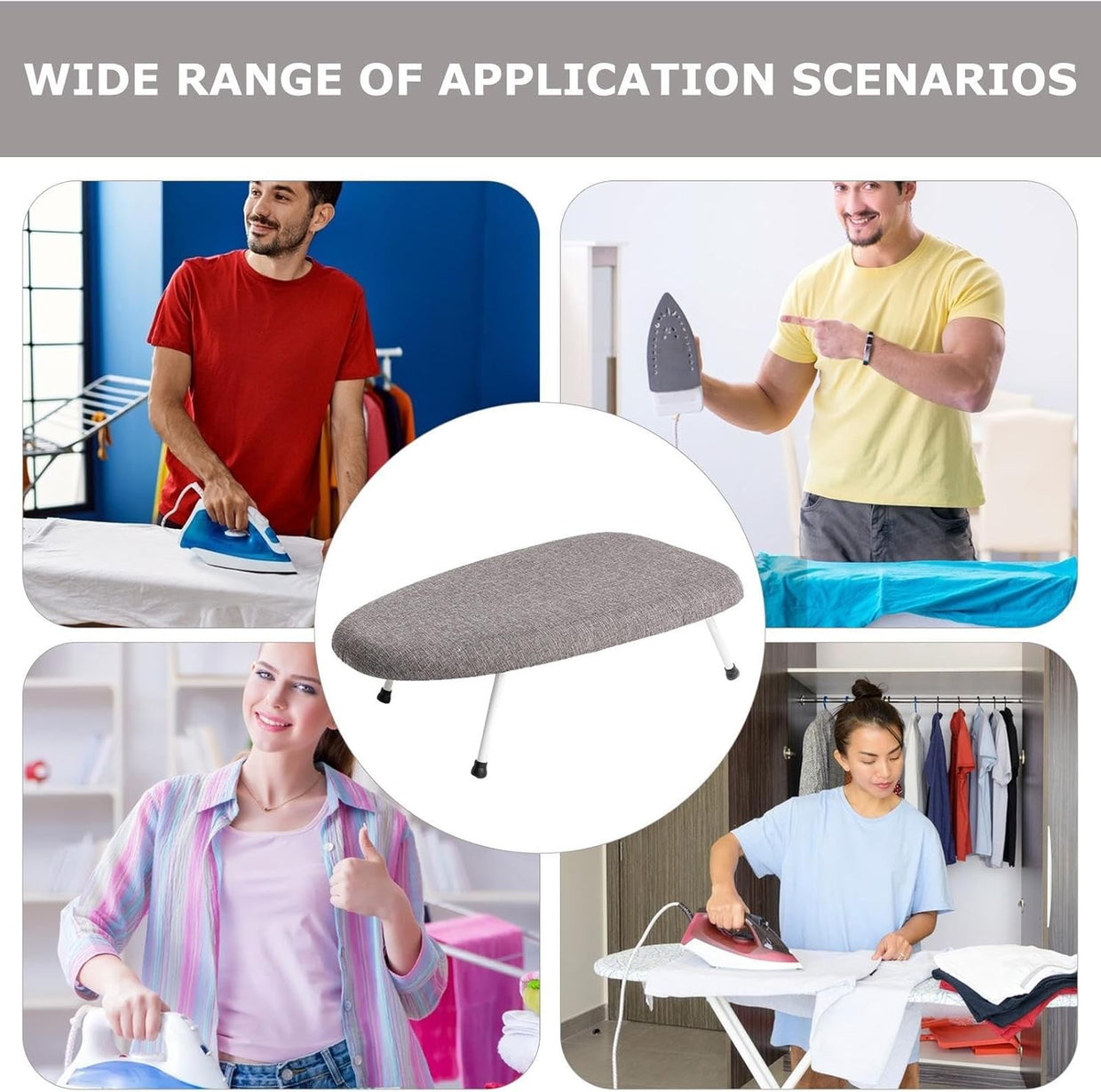 Foldable Tabletop Ironing Board with Legs Detachable Washable Cover - Kwikley
