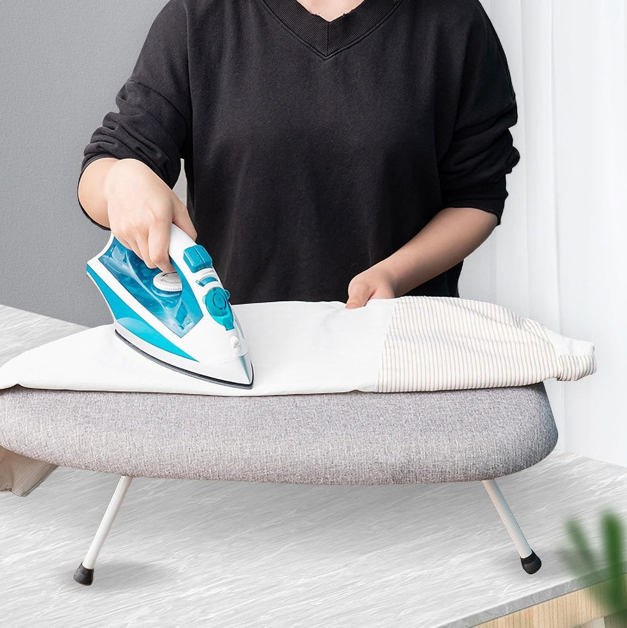Foldable Tabletop Ironing Board with Legs Detachable Washable Cover - Kwikley