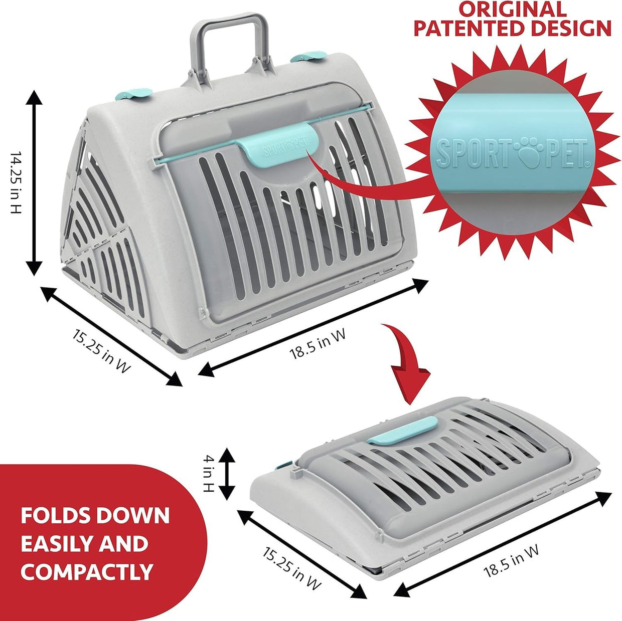 Foldable Travel Cat Carrier with Waterproof Bed - Compact, Easy Clean - Kwikley