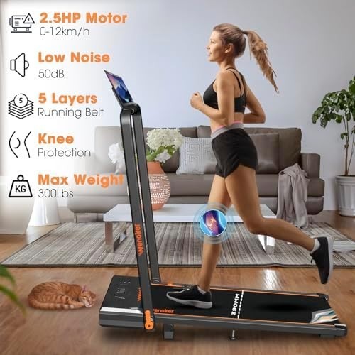 Foldable Treadmill 10% Incline 1 - 12KM/H LED Remote Home Office Jogging Pad - Kwikley