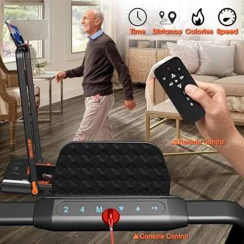 Foldable Treadmill 10% Incline 1 - 12KM/H LED Remote Home Office Jogging Pad - Kwikley