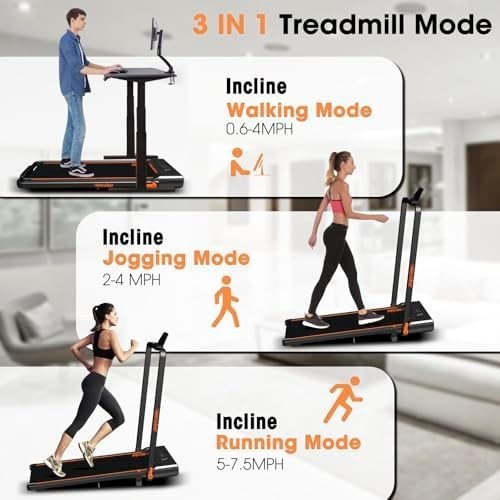 Foldable Treadmill 10% Incline 1 - 12KM/H LED Remote Home Office Jogging Pad - Kwikley