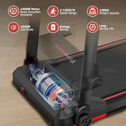 Foldable Under Desk Treadmill 1 - 12Km/H LED Display Portable Home Gym - Kwikley