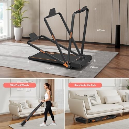 Foldable Under Desk Treadmill 12km/h Incline LED Display Remote Control - Kwikley