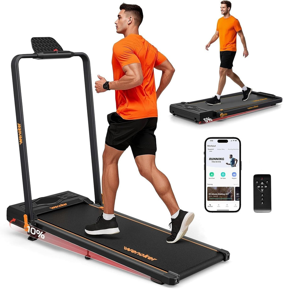 Foldable Under Desk Treadmill 12km/h Incline LED Display Remote Control - Kwikley